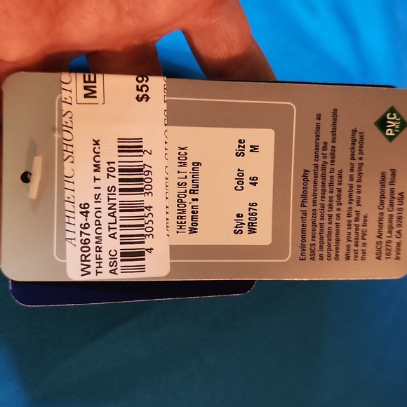 Womens Asics mock turtleneck thermoplastic, semi fitted, l/s, running. New - Picture 5 of 7